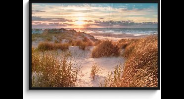PosterMonkey - Poster - Fotolijst - Strand - Zee - Duin - Poster in lijst - Poster Frame - Wanddecoratie - Posterlijst - 120x80 cm - Kader - Foto in lijst - Poster strand - Woondecoratie