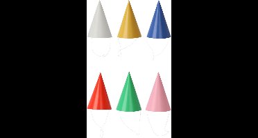 Feesthoedje Papier Kleur, 8st.