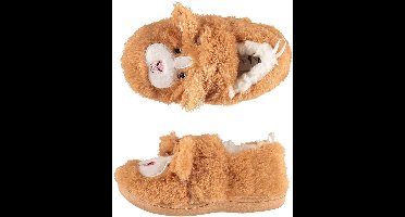 Apollo Kinder dieren pantoffels/sloffen hamster - maat 29-30 - bruin - warm voor de winter