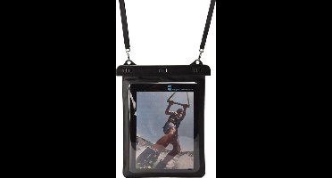 Zwarte waterproof hoes voor 10,5 inch tablets - Met halskoord - Tablethoesjes waterbestendig