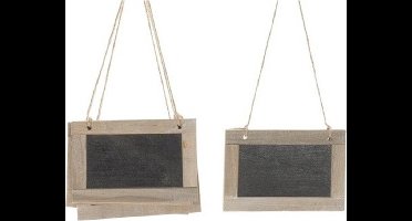 Dijk Natural Collections Krijtbord hangers - 5x st - 15 x 10 cm - houten bordjes - jute touw - naambordjes