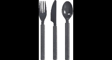 Duni Bestekset - kunststof - 6-delig - 2 vorken - 2 lepels - 2 messen - donkergrijs - bestek
