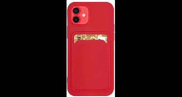 Card - Case - siliconen portemonnee-etui met kaartsleuf documenten voor Samsung Galaxy S21+ 5G - (S21 - Plus - 5G) - rood