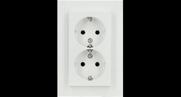 Kopp stopcontact met randaarde 2-voudig - helder wit HK07 (958229009) - wandcontactdoos