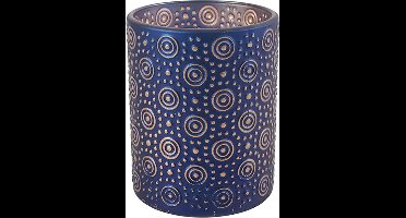 Theelichth ro Hailey L blauw/zilver