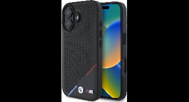 BMW Backcase hoesje geschikt voor iPhone 16 - Effen Zwart - Kunstleer