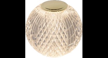 Lucide CINTRA - Oplaadbare Tafellamp - Accu/Batterij - Ø 9 cm - LED 3 StepDim - 1x1,5W 3000K - Transparant