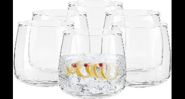 Waterglazen 425 ml ginglazen set van 6 transparante drinkglazen wijnglazen cocktailglazen whiskyglazen set beker rumglazen vaatwasmachinebestendig Emma
