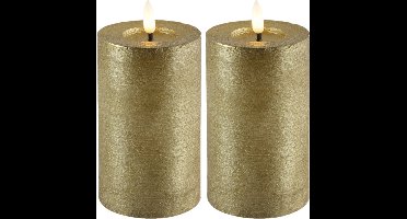 Countryfield Lyon LED kaarsen/stompkaarsen - 2x - goud - D7,5 x H12,5 cm - timer