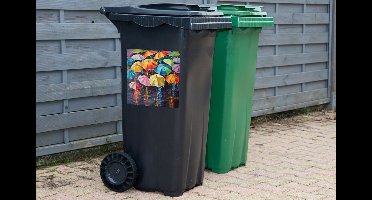 Container sticker Paraplu's - Schilderij - Kunst - Regenboog - 40x40 cm - Kliko sticker