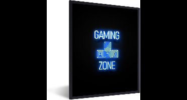 Game Poster - Gaming - Tekst - Gaming zone - Neon - Blauw - 60x80 cm