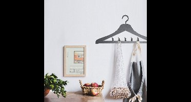 5 haaks platte wandkapstok zwarte kapstok voor op slaapkamer kinderkamer of in de hal / gang en keuken. In de vorm van kledinghanger 45,5cm breed. Eenvoudig tegen elke wand te schroeven.