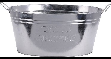 Pro Garden Bierflessen/drankjes koeler Teil/emmer/bloembak - zink - zilver - 50 x 35 cm