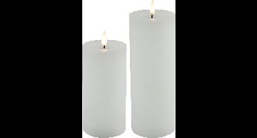 LED kaarsen/stompkaarsen - set 2x - wit - H15 en H20 cm - timer - warm wit