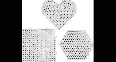 Onderplaat, harten, zeshoeken, vierkanten, afm 15x15-17,5x17,5 cm, JUMBO, helder, 6 stuk