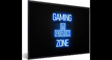 Game Poster - Gaming - Tekst - Gaming zone - Neon - Blauw - 40x30 cm