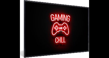 Game Poster - Gaming - Quotes - Gaming and chill - Neon - Rood - 60x40 cm