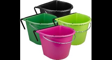 Vplast Voerbak 15 liter met ophang + hengsel - Voerbak paard - Voeremmer - Voerbak paarden ophangbaar - Groen