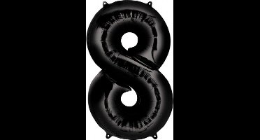 Cijferballon 8 zwart 32inch, kindercrea