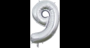 Wefiesta Cijferballon 9 Folie 66 Cm Zilver