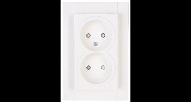 KOPP - Wandcontactdoos - Athenis - Inbouw - 1-voudig Dubbel Stopcontact - Kinderbeveiliging - Helder Glans Wit