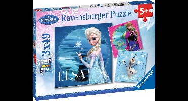 Ravensburger puzzel Disney Frozen Elsa, Anna & Olaf - 3x49 stukjes - kinderpuzzel