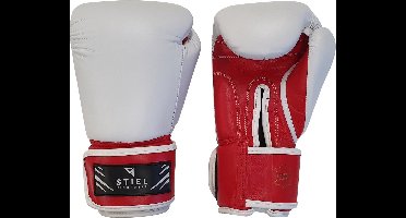 Stiel Pro Bokshandschoenen - Leer - Wit met rood - 8 oz.
