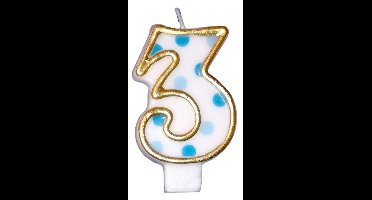 Haza Original Verjaardagskaars Cijfer 3 Goud/blauw 6 Cm