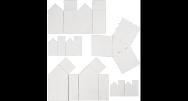 Gietvormen, huizen en driehoeken, H: 6-14,5 cm, dikte 0,5 mm, transparant, 5 stuk