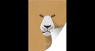 Tuinschilderij Portret - Leeuw - Dieren - 60x80 cm - Tuinposter - Tuindoek - Buitenposter