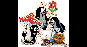 Bino Rijgkaarten Little Mole Junior 18 X 8 X 2 Cm Hout 6-delig