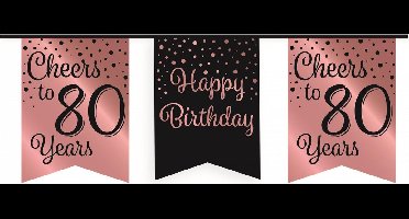 Vlaggetjesslinger roze/zwart - 80