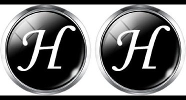 Manchetknopen - Letters Initialen Letter H Zilver Zwart