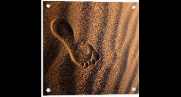 Tuinposter – Voetafdruk in Zand - 50x50cm Foto op Tuinposter  (wanddecoratie voor buiten en binnen)