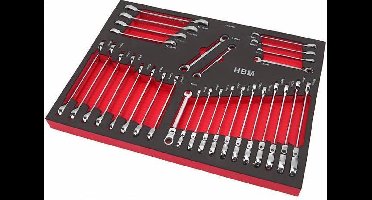 HBM PROFI 30-delige ring / ratel / steeksleutelset FOAM inlay