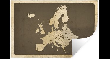 Muurstickers - Sticker Folie - Kaart - Europa - Vintage - 30x20 cm - Plakfolie - Muurstickers Kinderkamer - Zelfklevend Behang - Zelfklevend behangpapier - Stickerfolie