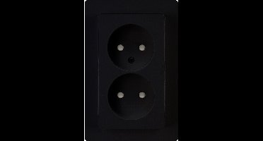 KOPP - Wandcontactdoos - Paris - Inbouw - 1-voudig Dubbel Stopcontact - Kinderbeveiliging - Mat Zwart