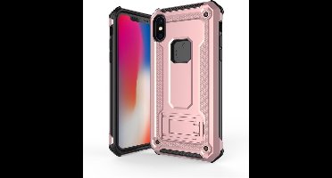 Ntech hoesje Geschikt voor iPhone Xs Max - Armor hoesje met Kickstand - Rosegoud