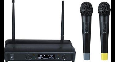 HQ-Power UHF-microfoon, draadloos, lcd-scherm, 2 kanalen, 2 microfoons, 863.50 MHz + 865.00 MHz