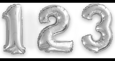 PARTYDECO - Zilverkleurige aluminium cijfer ballon
