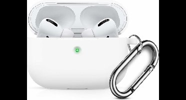 Apple AirPods Pro Soft Silicone Hoesje Met sleutelhanger - Wit