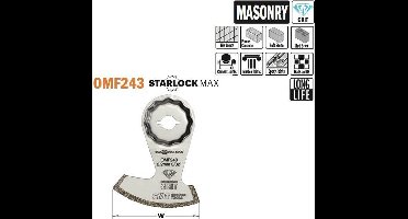 CMT 60mm. Starlock MAX diamant grit multitoolzaagblad (keramiek, beton, steen, baksteen, cementvoegen, marmervoegen, epoxyvoegen, tras epoxy)