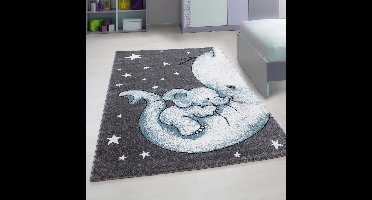 Vloerkleed - Olifant - Rond - Blauw