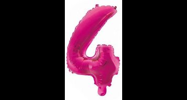 Folie Ballon Cijfer 4 Roze 41 cm