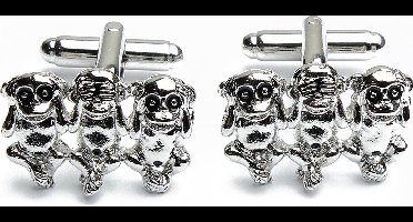 Manchetknopen - Three Monkeys 3 Apen Horen Zien Zwijgen