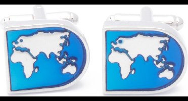 Manchetknopen - Wereldbol Halfrond Blauw Zwart Continent Afrika Eurasia