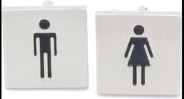 Manchetknopen - Vierkant Icoon Man en Vrouw Afbeelding