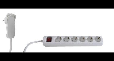 REV 0012626114-EF Stekkerdoos met schakelaar 6-voudig Wit Randaarde stekker 1 stuk(s)