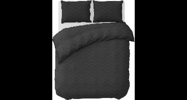 Pierre Cardin - Zigzag Uni Jaquard - Dekbedovertrek - Microvezel - Eenpersoons - 155x220 cm - Antraciet