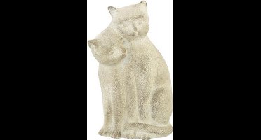 Kat Duo Sitting Grained Beige 24x24xh25cm Aardewerk